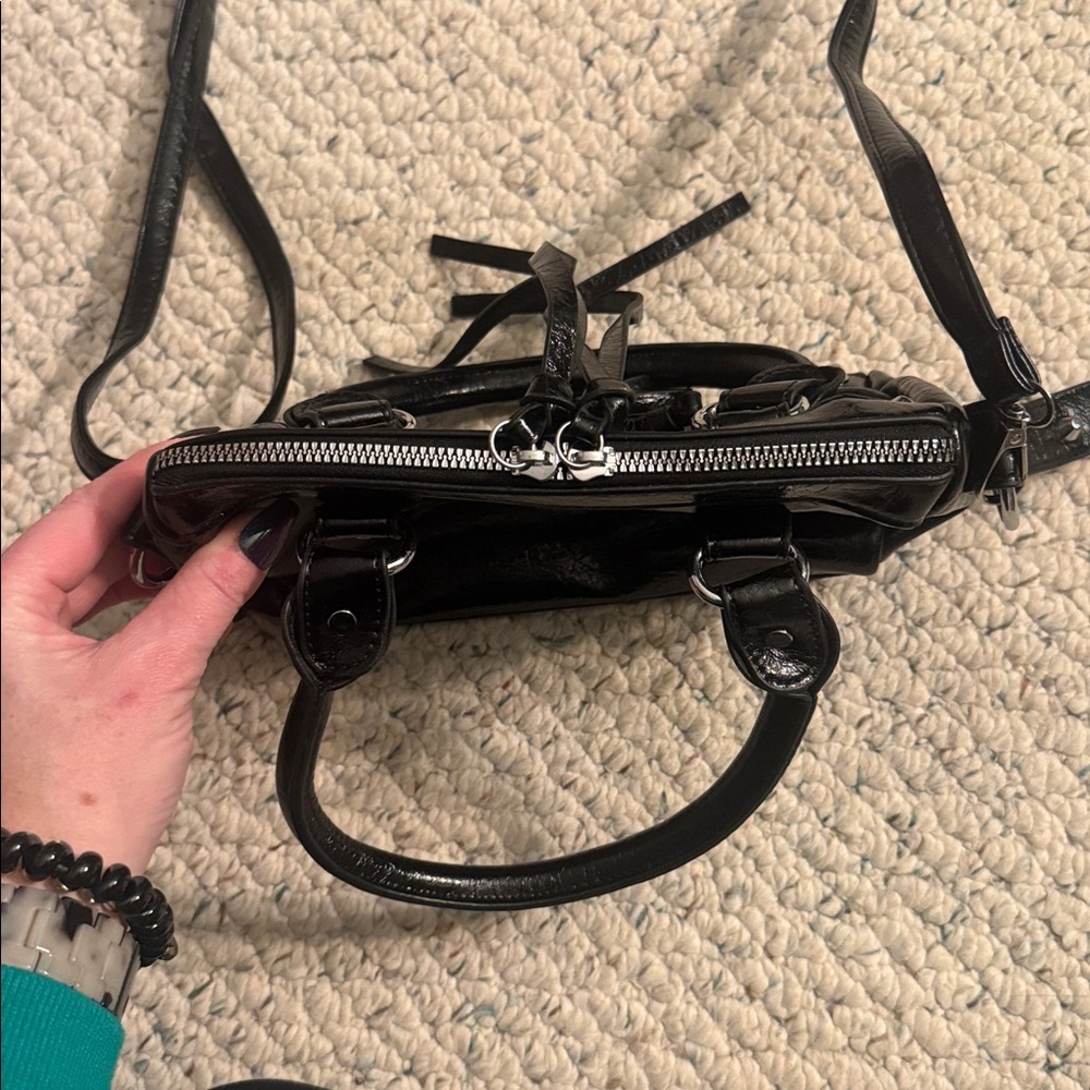 Mini Moto Patent Leather Handbag - Picture 4 of 6